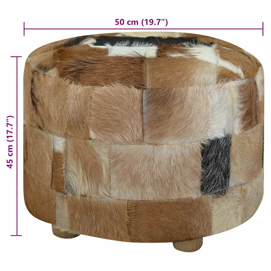 Pouf cuir de chèvre Rond 50 x 50 x 45 cm - 8