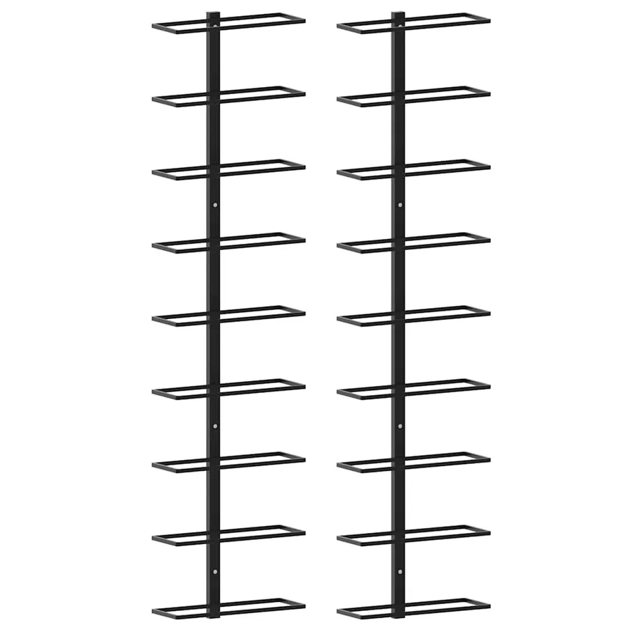Casiers à bouteilles muraux pour 18 bouteilles 2 pcs Noir Fer - 2