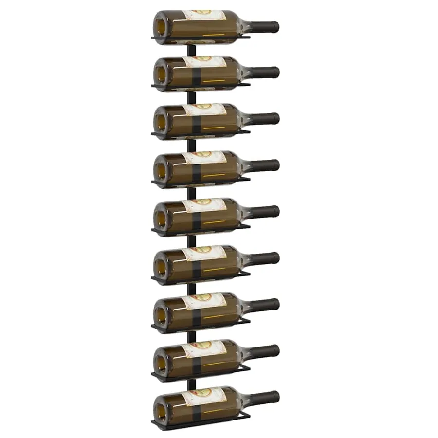 Casiers à bouteilles muraux pour 18 bouteilles 2 pcs Noir Fer - 4