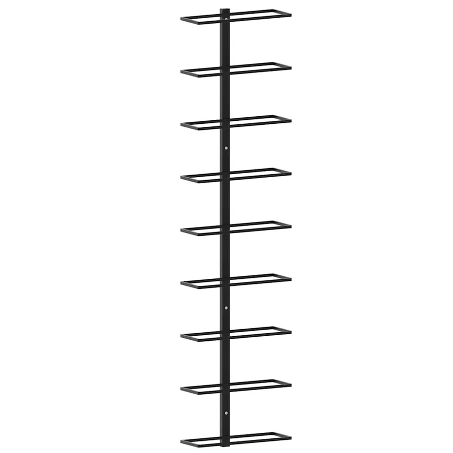 Casiers à bouteilles muraux pour 18 bouteilles 2 pcs Noir Fer - 5