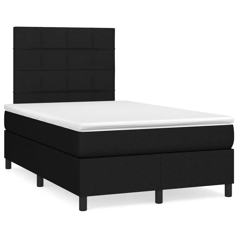 Sommier à lattes de lit avec matelas Noir 120x200 cm Tissu - 2