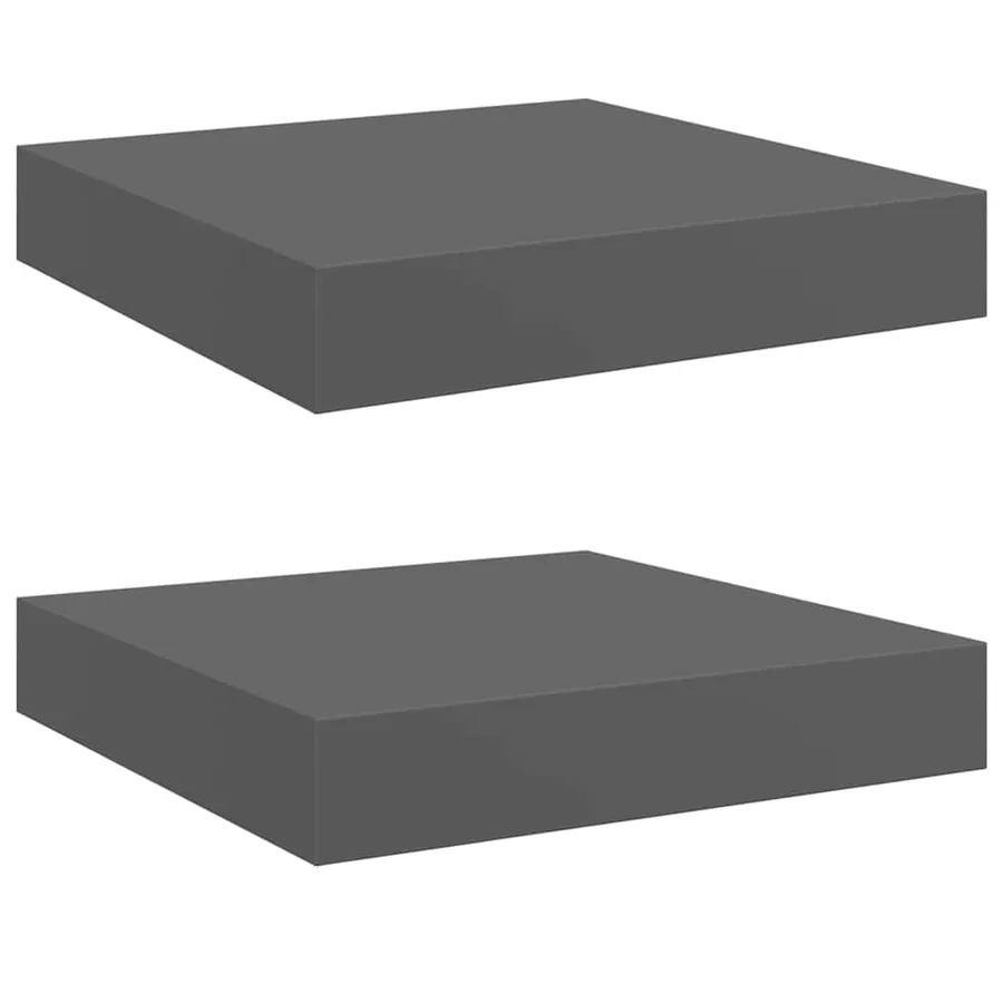 Étagère murale flottante 2 pcs Gris brillant 23x23,5x3,8 cm MDF - 2
