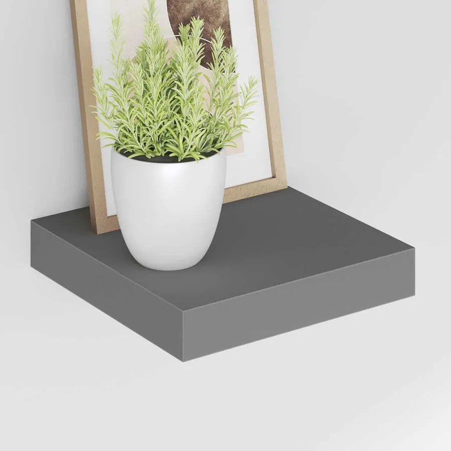 Étagère murale flottante 2 pcs Gris brillant 23x23,5x3,8 cm MDF - 4
