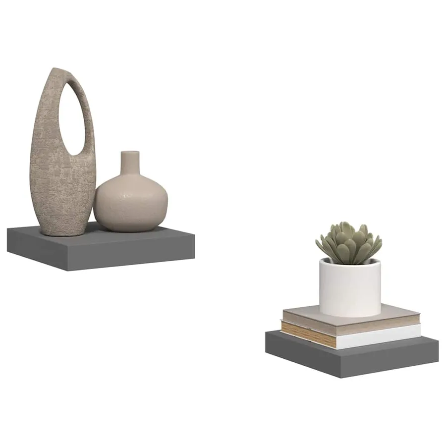 Étagère murale flottante 2 pcs Gris brillant 23x23,5x3,8 cm MDF - 5