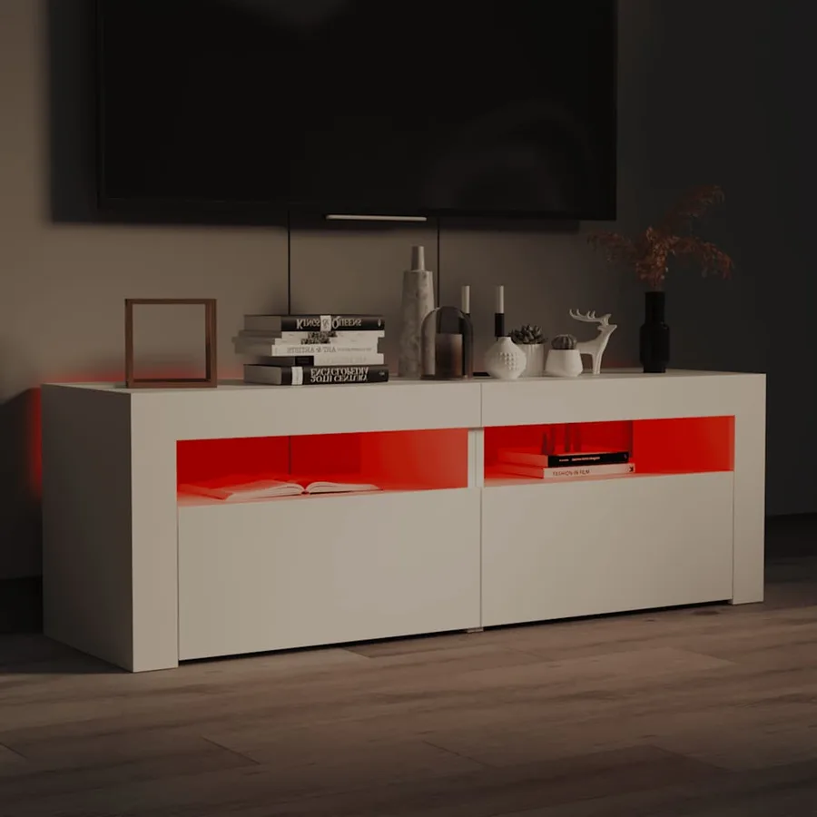 Meuble TV avec lumières LED blanc 120x35x40 cm - 4