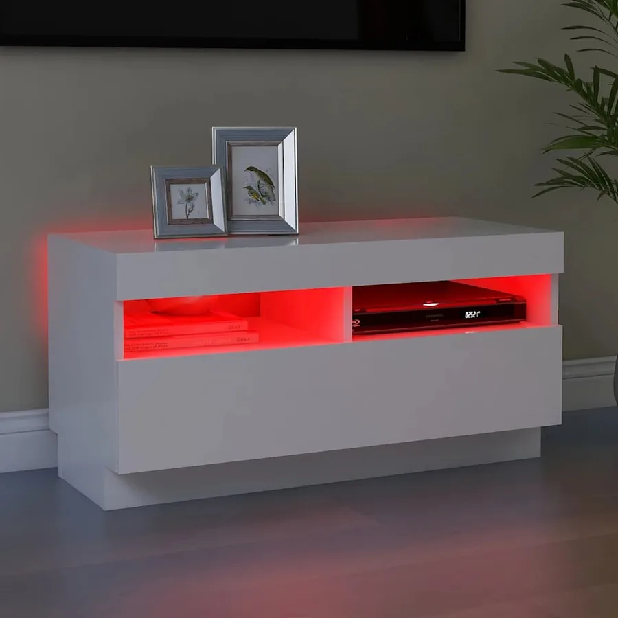 Meuble TV avec lumières LED blanc 80x35x40 cm - 3