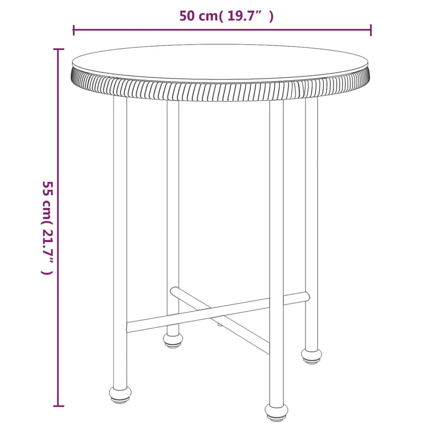Table de salle à manger Noir Ø50 cm Verre trempé et acier - 6
