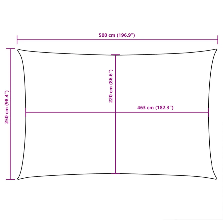 Voile de parasol tissu oxford rectangulaire 2,5x5 m crème - 10