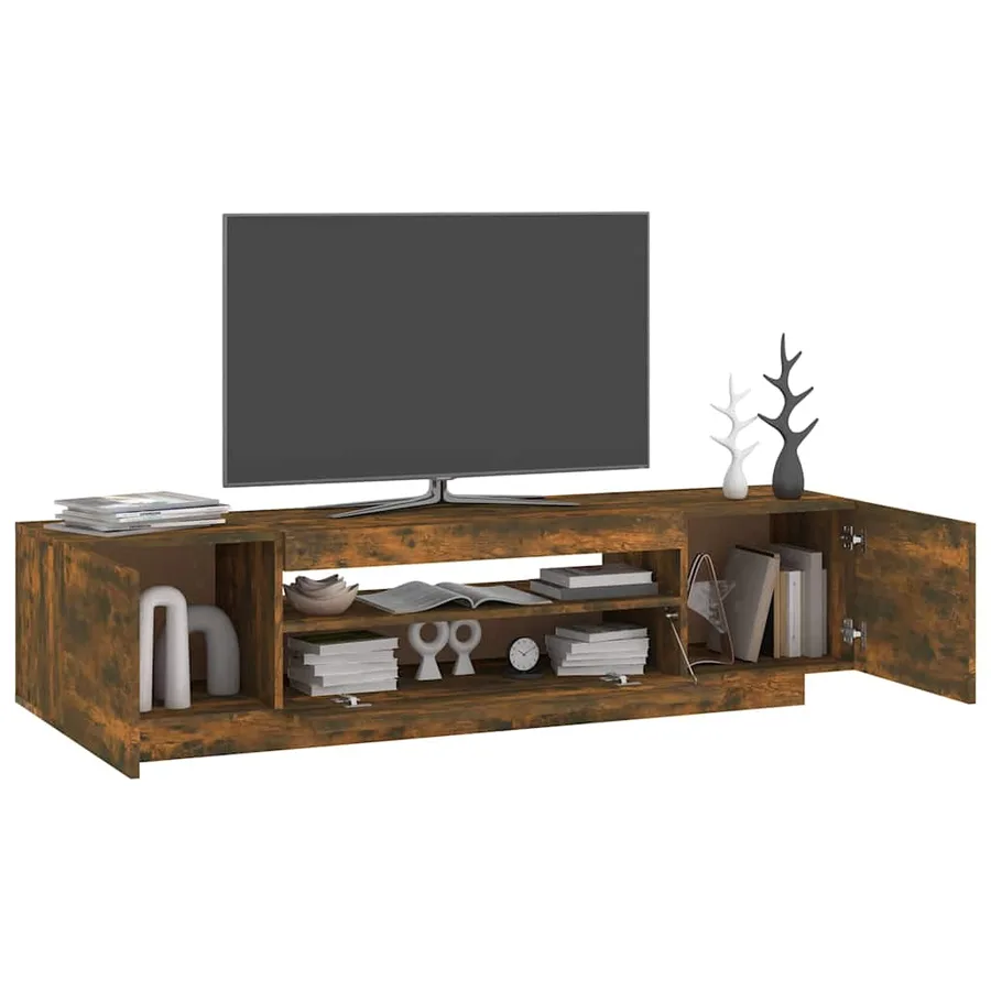Meuble TV avec lumières LED Chêne fumé 160x35x40 cm - 6