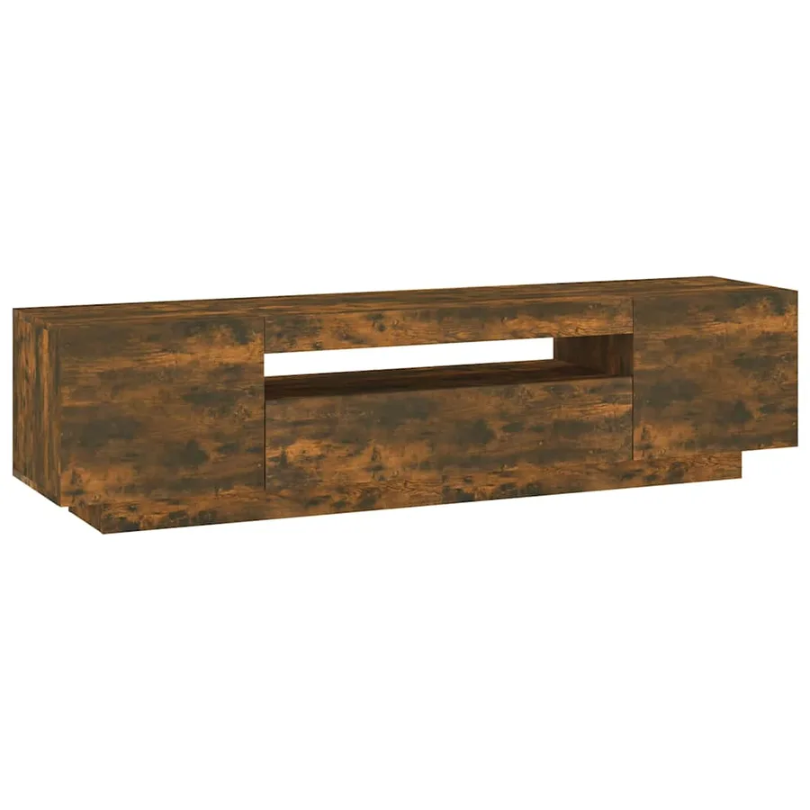 Meuble TV avec lumières LED Chêne fumé 160x35x40 cm - 7