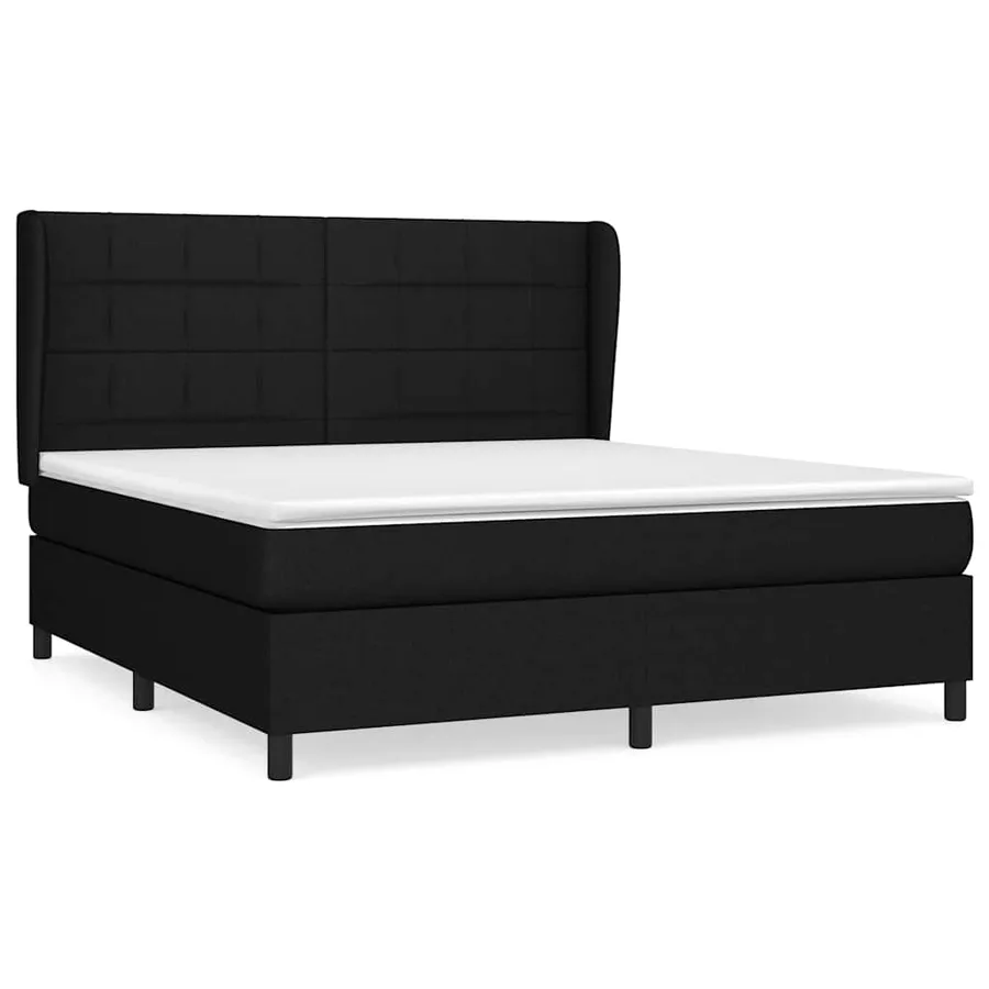 Sommier à lattes de lit avec matelas Noir 180x200 cm Tissu - 2