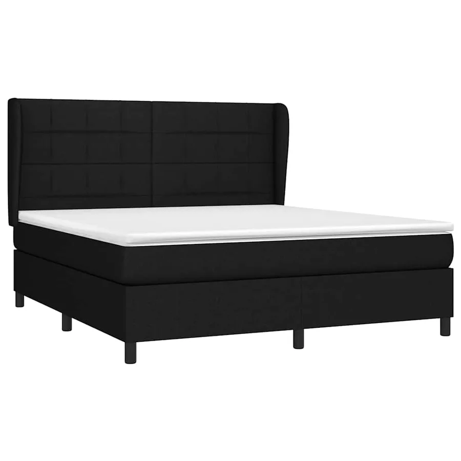 Sommier à lattes de lit avec matelas Noir 180x200 cm Tissu - 3