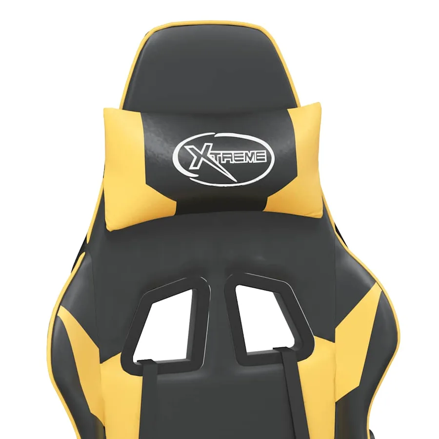 Chaise de jeu de massage et repose-pied Noir doré Similicuir - 12