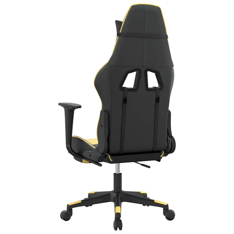 Chaise de jeu de massage et repose-pied Noir doré Similicuir - 6