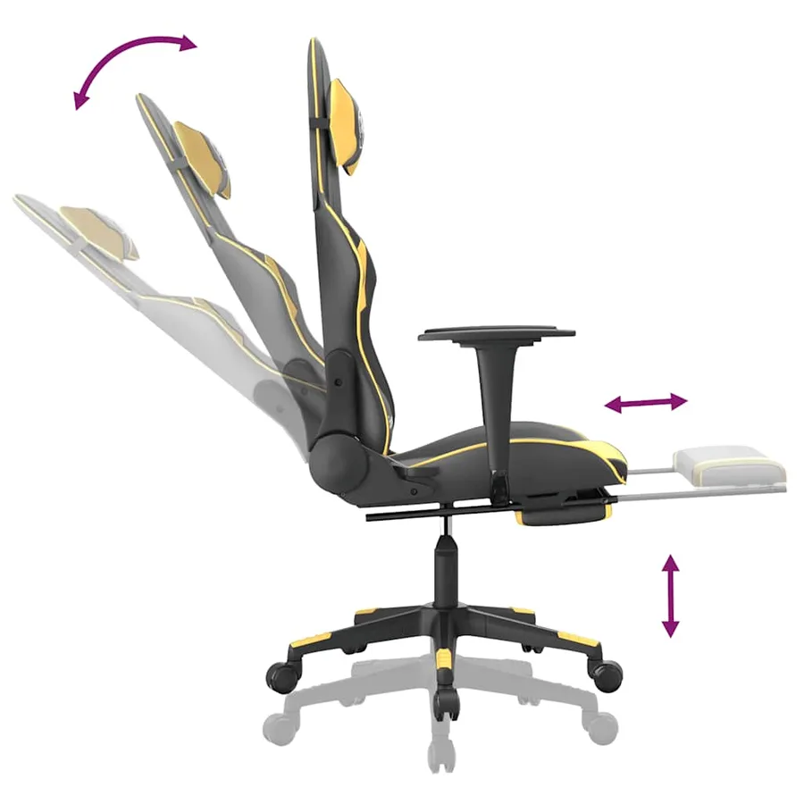 Chaise de jeu de massage et repose-pied Noir doré Similicuir - 7