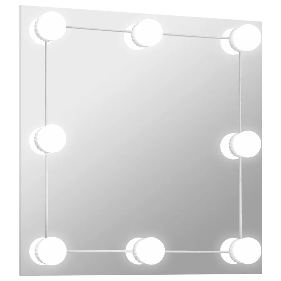 Miroir mural avec lampes LED Carré Verre - 2