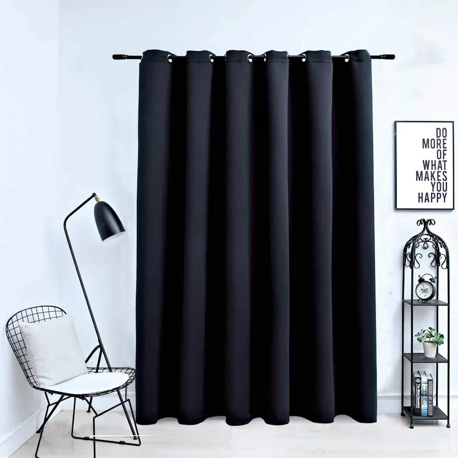 Rideau occultant avec anneaux en métal Noir 290x245 cm