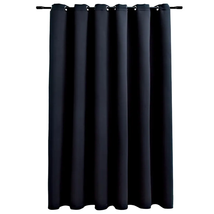 Rideau occultant avec anneaux en métal Noir 290x245 cm - 2