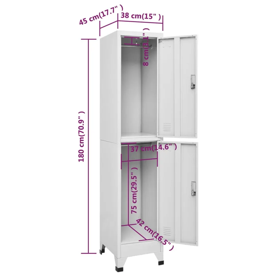 Armoire à casier avec 2 compartiments 38x45x180 cm - 8