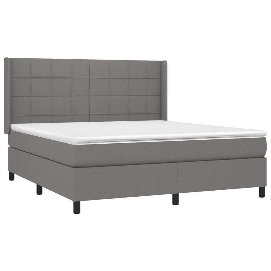 Sommier à lattes de lit matelas LED Gris foncé 180x200 cm Tissu - 4