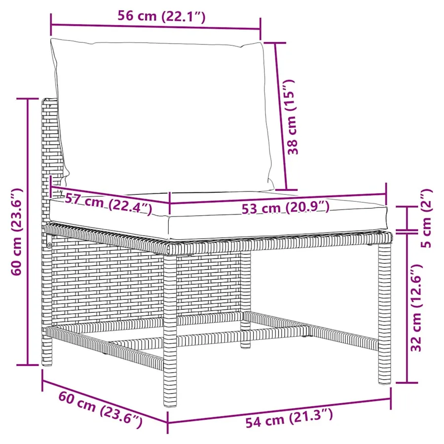 Salon de jardin 5 pcs avec coussins Gris Résine tressée - 12