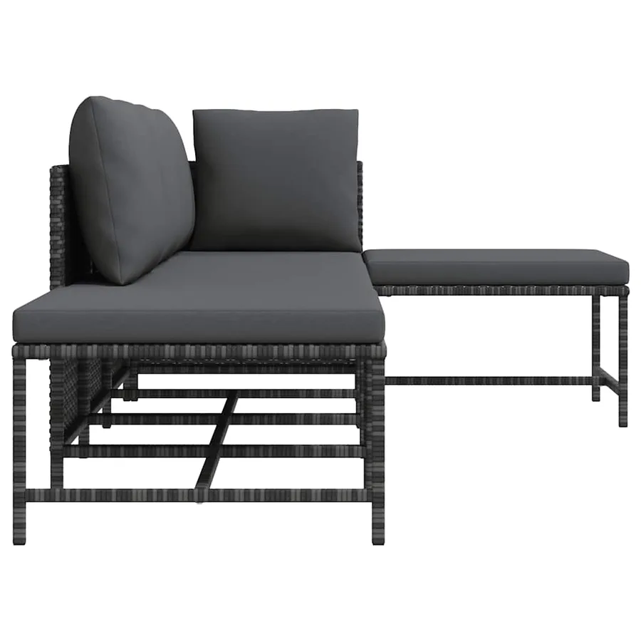 Salon de jardin 5 pcs avec coussins Gris Résine tressée - 6