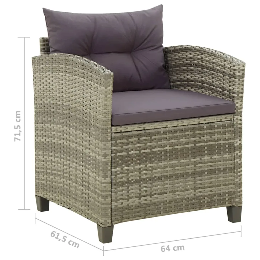 Chaise de jardin avec coussins Résine tressée Gris - 8