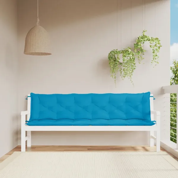Coussins de banc de jardin lot de 2 bleu clair tissu Oxford