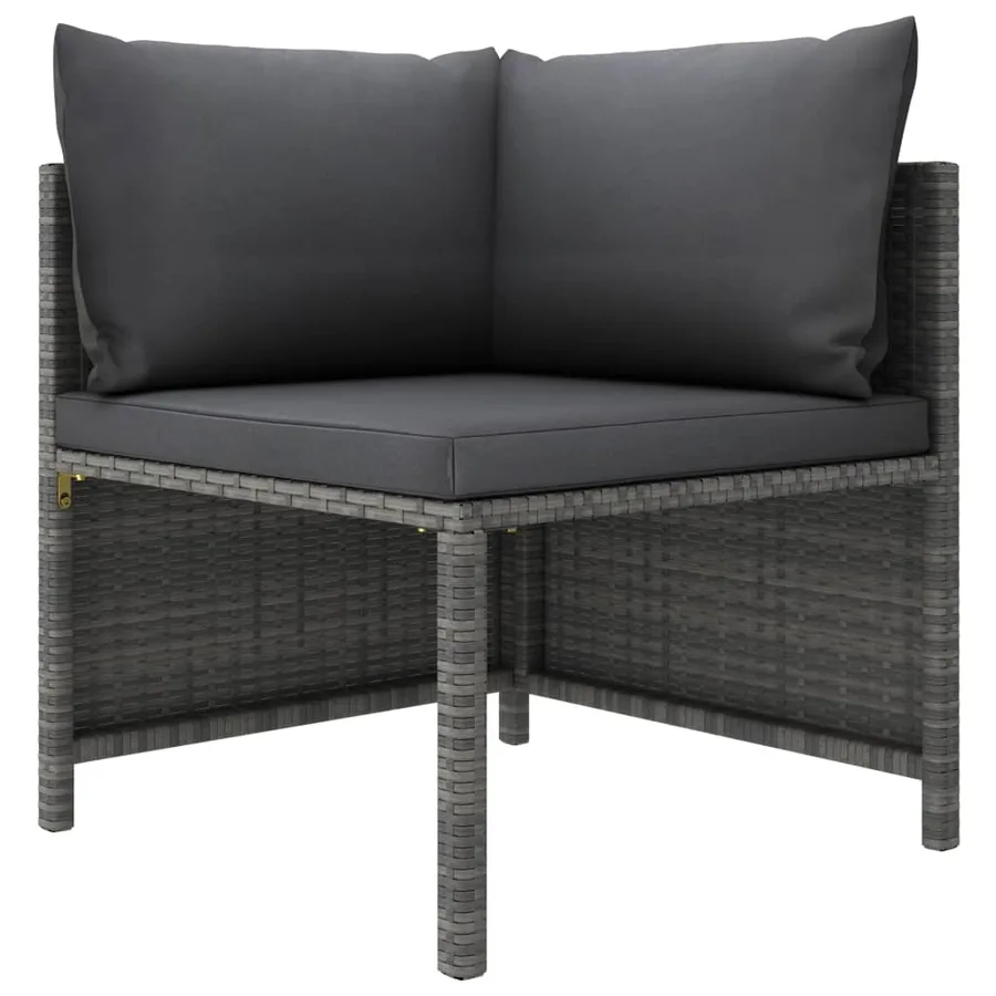 Salon de jardin 5 pcs avec coussins Résine tressée Gris - 3