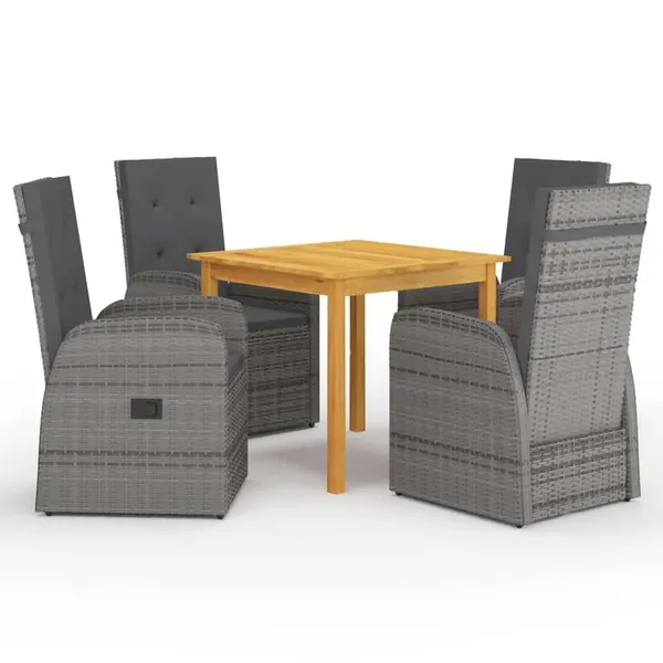 Ensemble à manger de jardin 5 pcs Gris