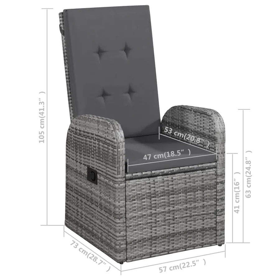 Ensemble à manger de jardin 5 pcs Gris - 9