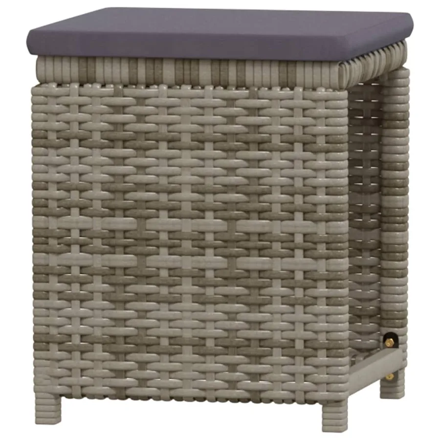Salon de jardin 6 pcs avec coussins résine tressée gris - 3