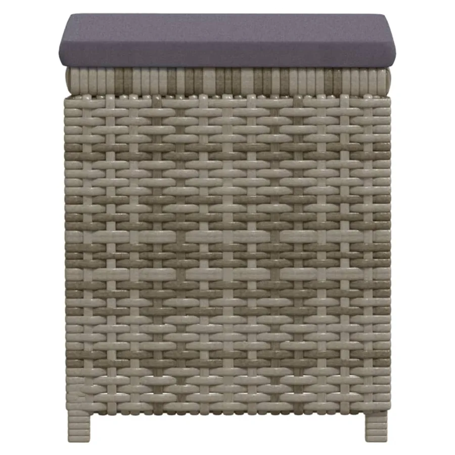 Salon de jardin 6 pcs avec coussins résine tressée gris - 4