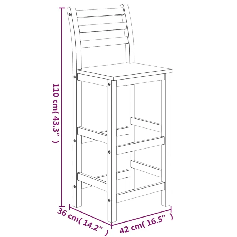 Ensemble de bar de jardin 3 pcs bois d'acacia solide - 11
