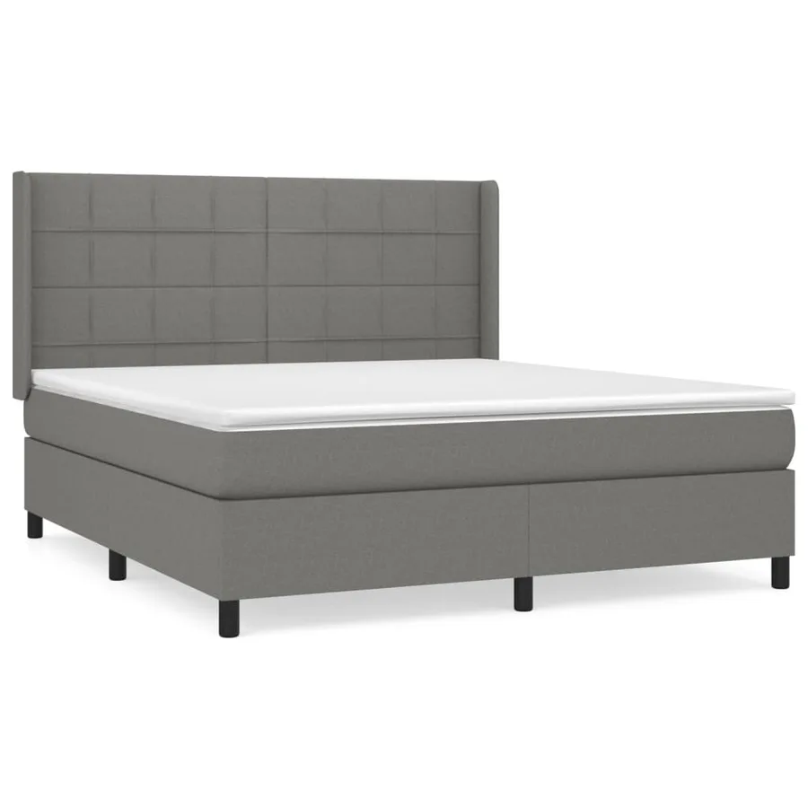 Sommier à lattes de lit avec matelas Gris foncé 180x200cm Tissu - 2