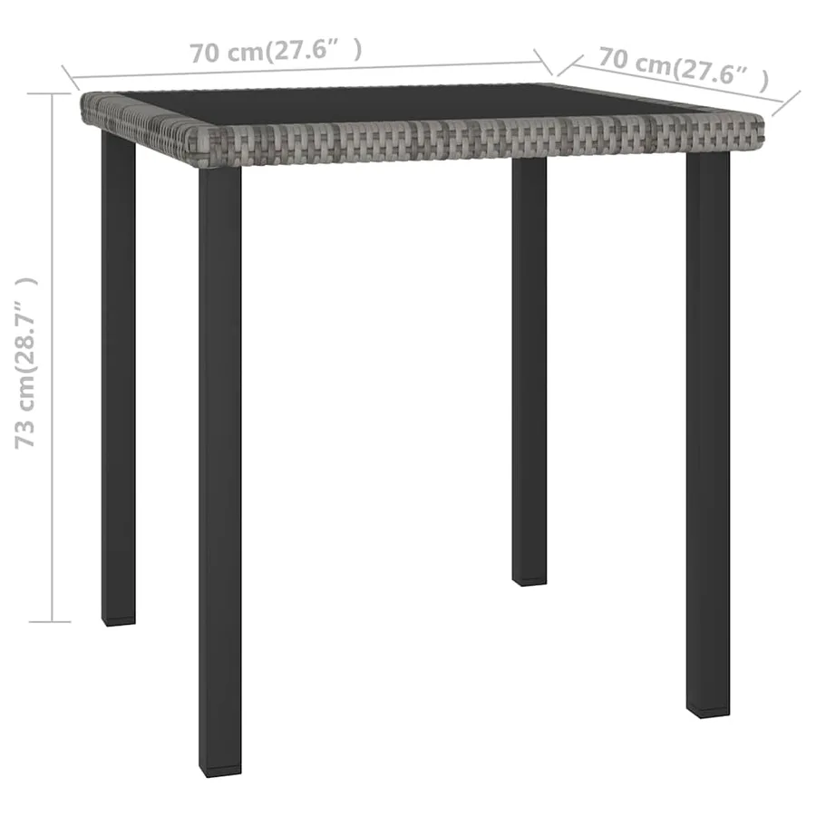 Table à dîner de jardin Gris 70x70x73 cm Résine tressée - 4