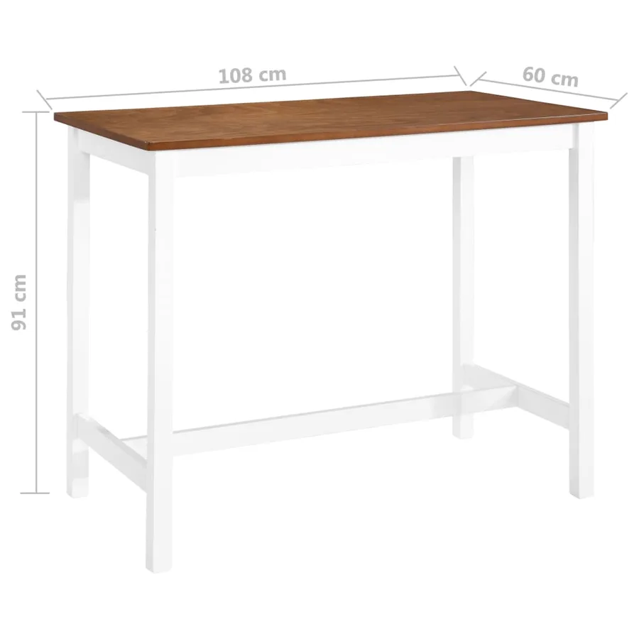 Table de bar et tabouret 3 pcs Bois massif - 13