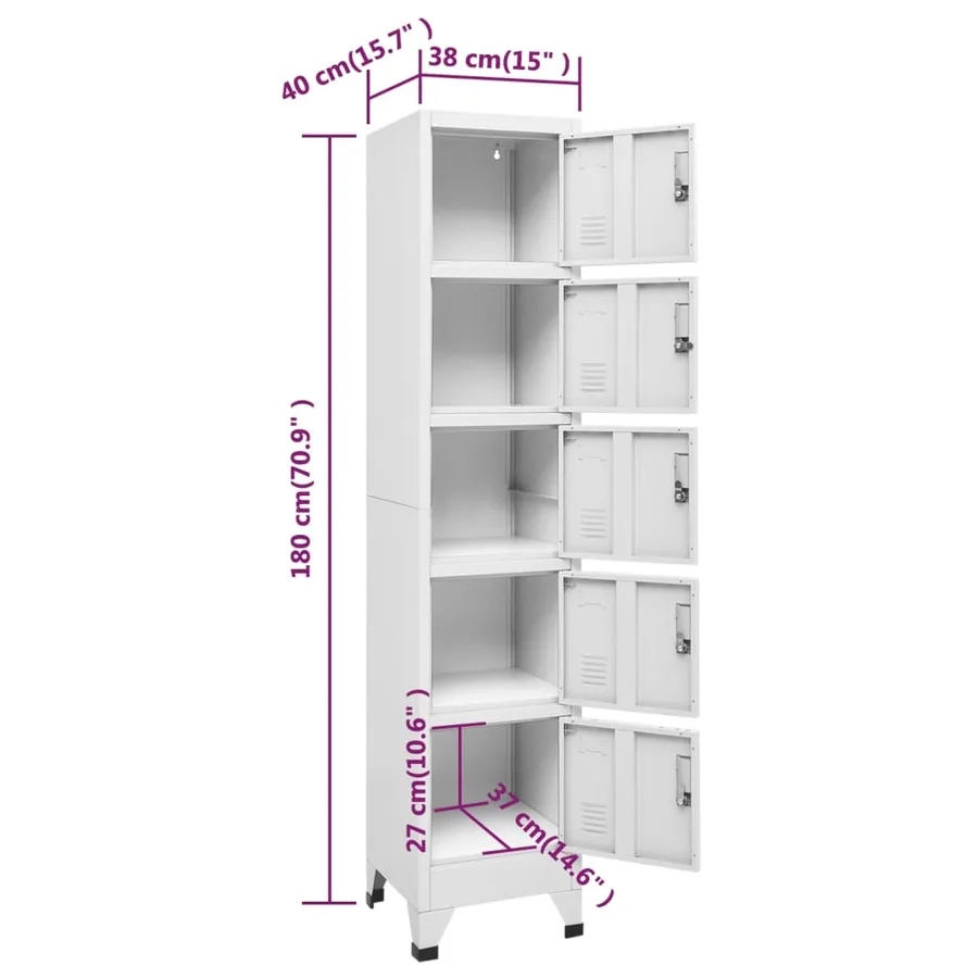 Armoire à casiers Gris Clair 38x40x180 cm Acier - 8