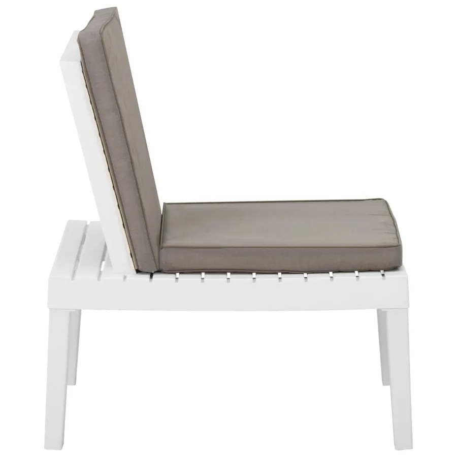 Chaise de salon de jardin avec coussin Plastique Blanc - 3