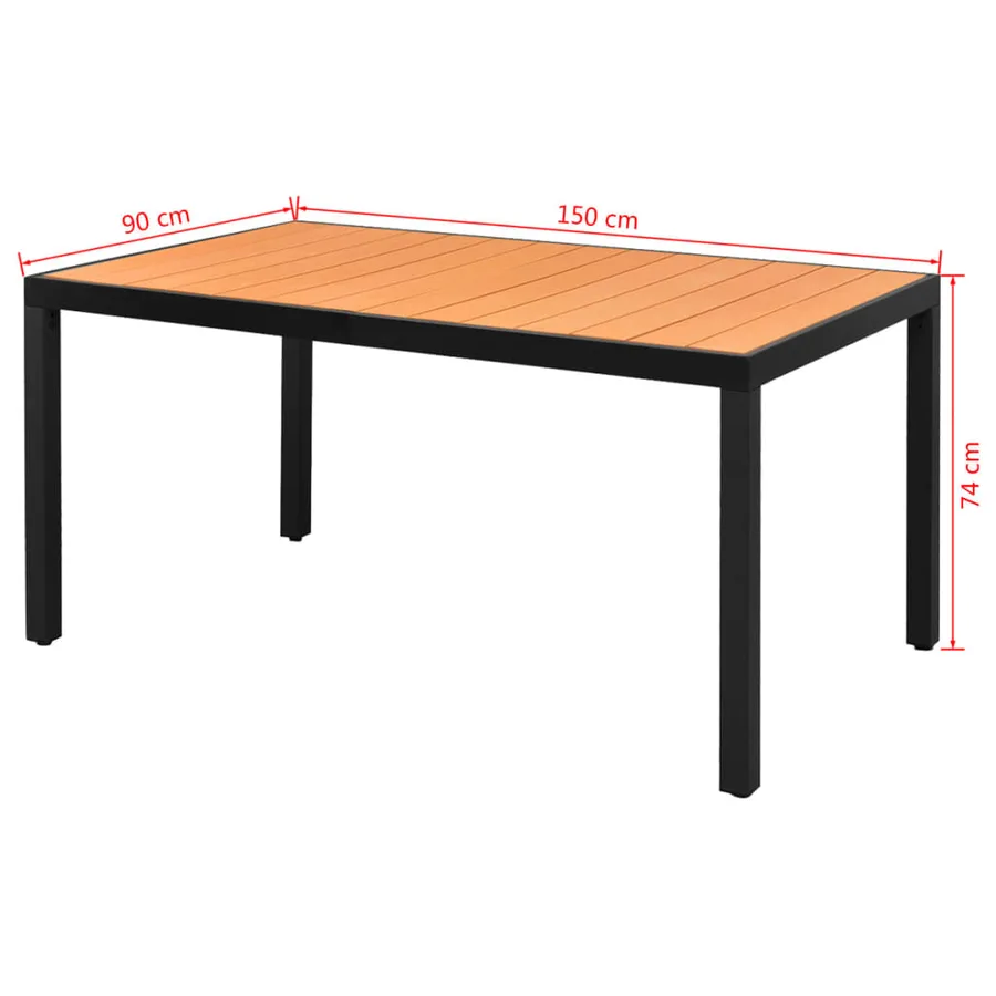 Table de jardin Marron 150 x 90 x 74 cm Aluminium et WPC - 3