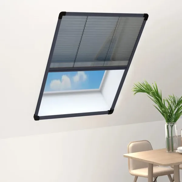 Moustiquaire plissée pour fenêtre Aluminium Anthracite 80x120cm