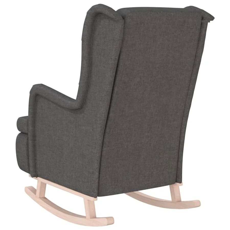 Fauteuil avec pieds à bascule en bois d'hévéa Gris foncé Tissu - 5