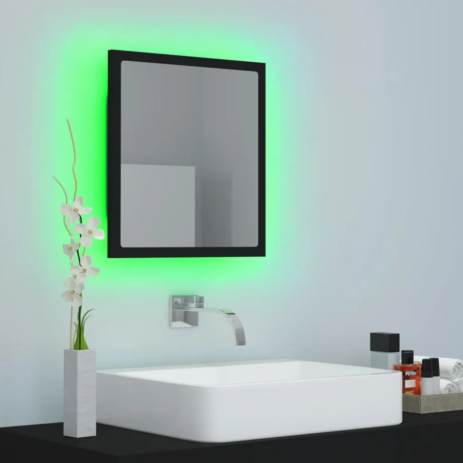 Miroir à LED de salle de bain Noir 40x8,5x37 cm Acrylique - 4