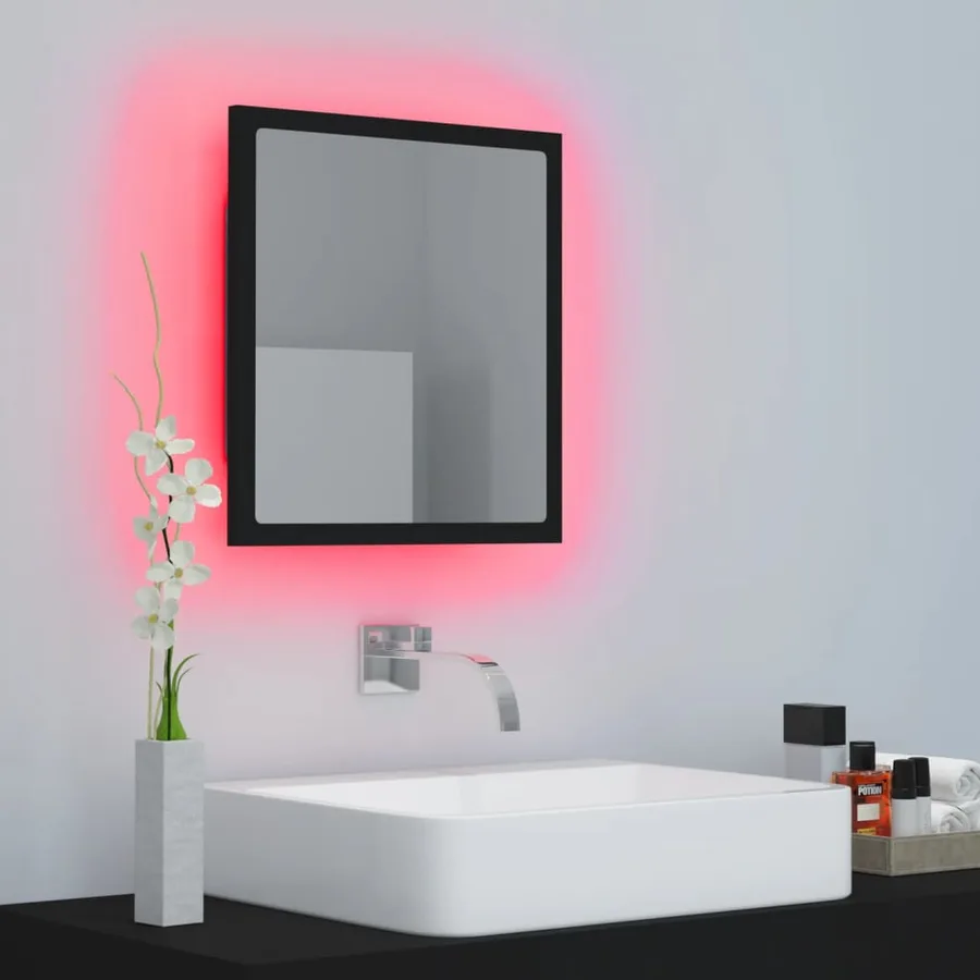 Miroir à LED de salle de bain Noir 40x8,5x37 cm Acrylique - 5