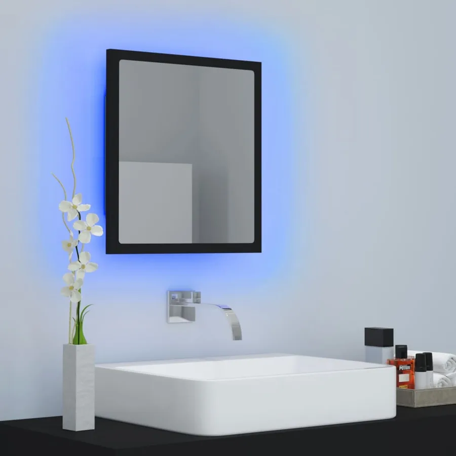 Miroir à LED de salle de bain Noir 40x8,5x37 cm Acrylique - 6