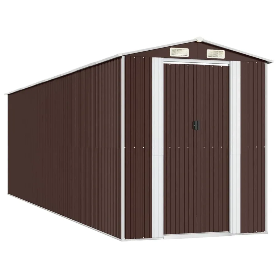 Abri de jardin Marron foncé 192x689x223 cm Métal galvanisé - 2