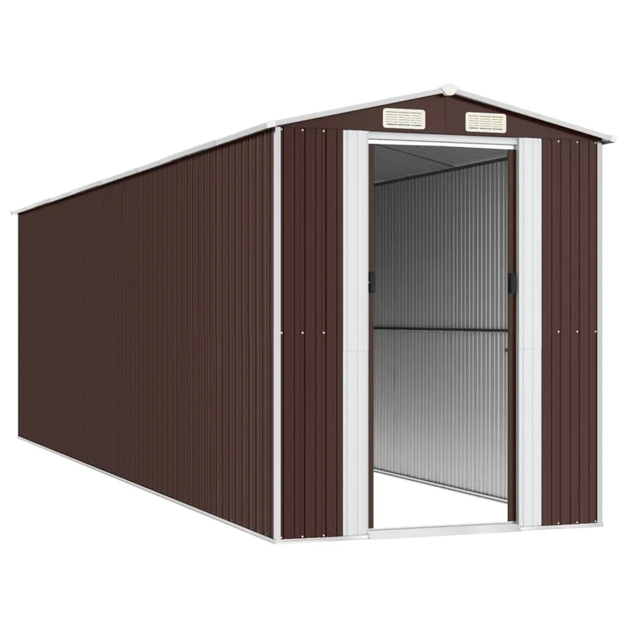 Abri de jardin Marron foncé 192x689x223 cm Métal galvanisé - 4