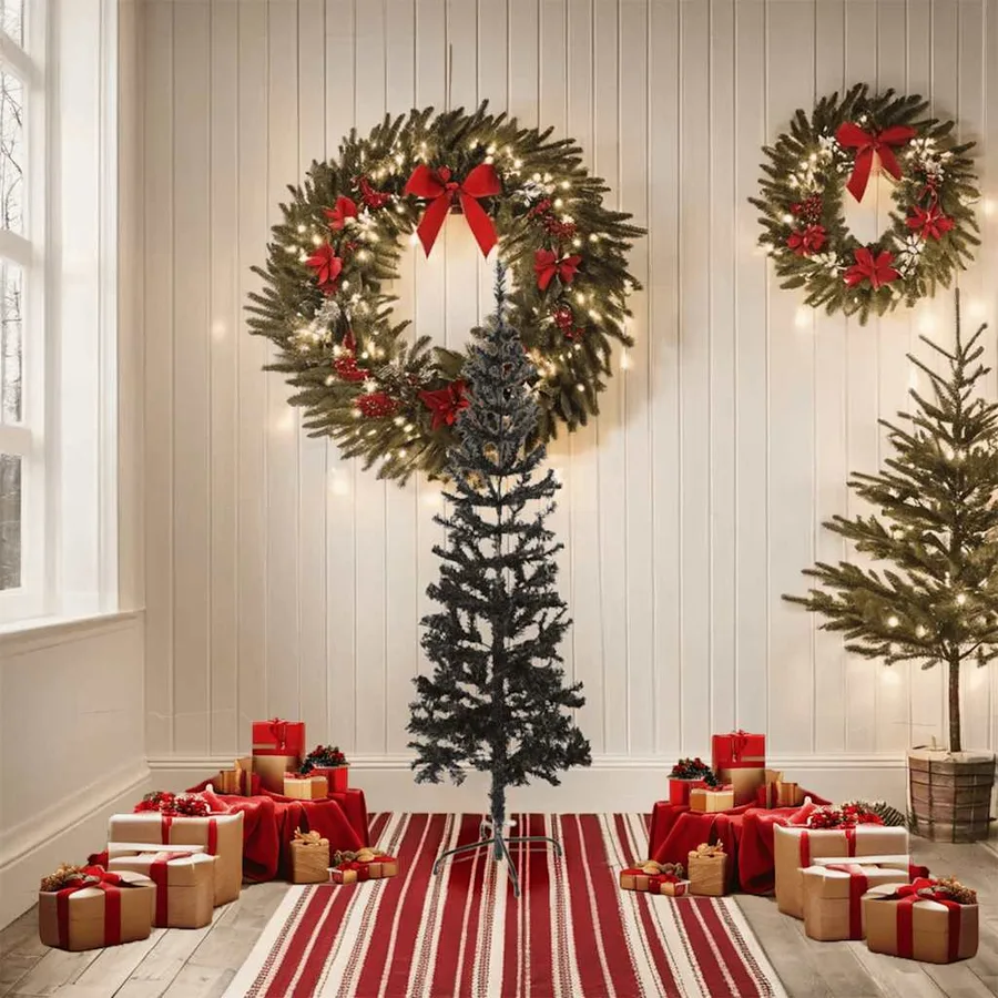 Sapin de Noël étroit Noir 150 cm - 2