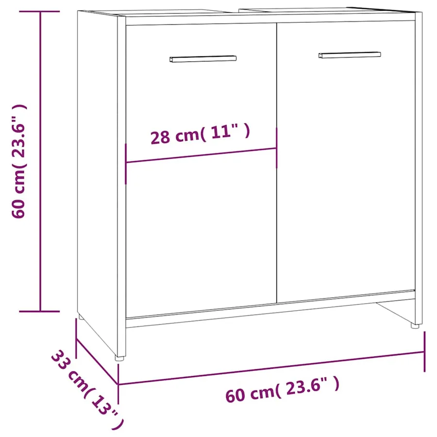 Armoire de bain Chêne fumé 60x33x60 cm Bois d'ingénierie - 10