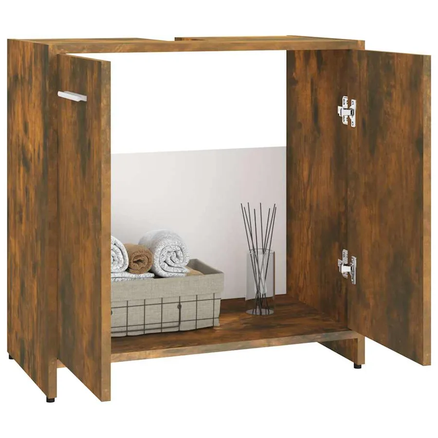 Armoire de bain Chêne fumé 60x33x60 cm Bois d'ingénierie - 4